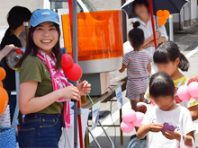 寺前駅前銀座商店街「真夏の青空市」に職員がスタッフとして参加しました。